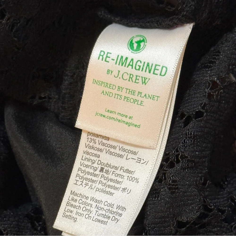 J Crew Black Lace Mock Neck Top